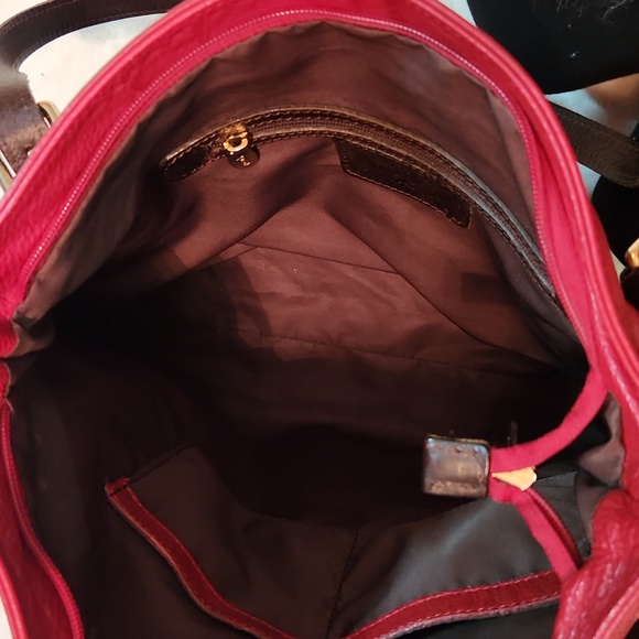 Valentina red pebbled leather with brown straps - Picture 13 of 16